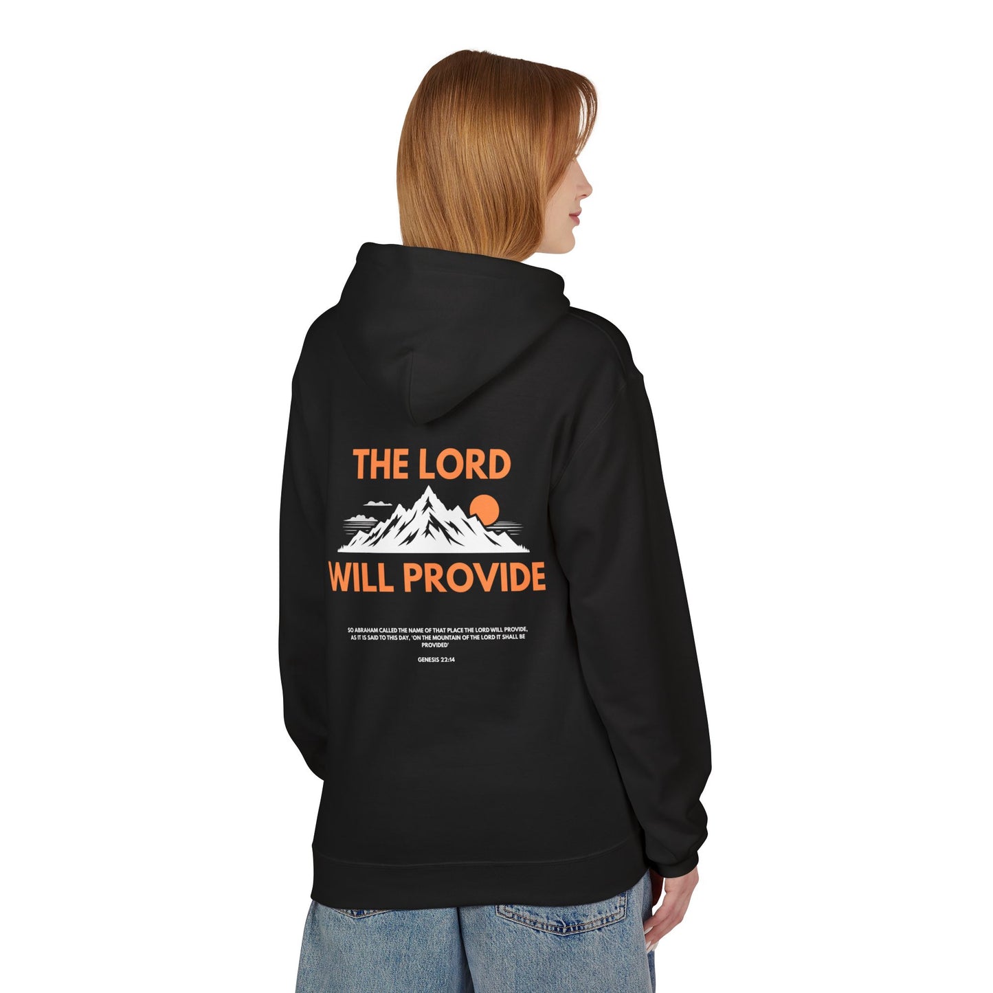 THE LORD WILL PROVIDE, Genesis 22:14, Unisex Midweight Softstyle Fleece Hoodie: Inspirational Christian Apparel