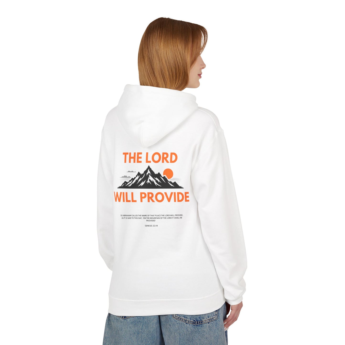 THE LORD WILL PROVIDE, Genesis 22:14, Unisex Midweight Softstyle Fleece Hoodie: Inspirational Christian Apparel