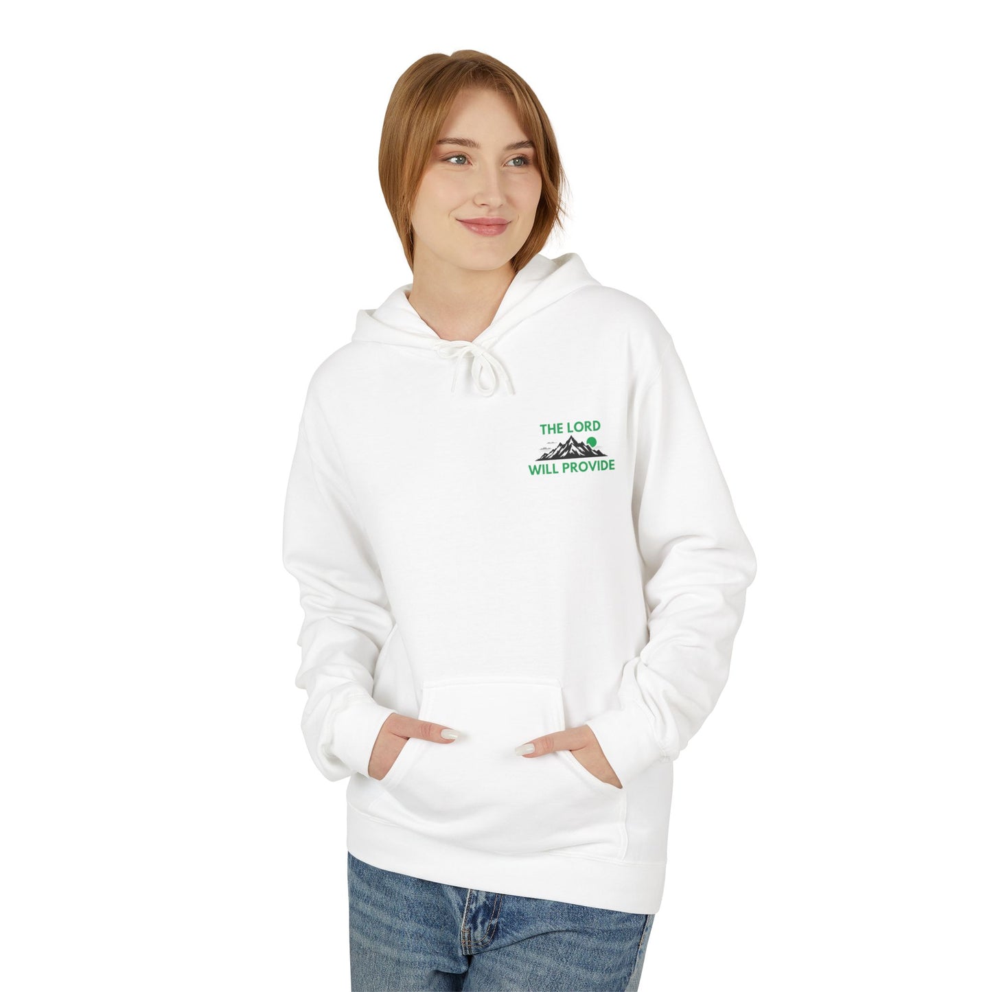THE LORD WILL PROVIDE, Genesis 22:14, Unisex Midweight Softstyle Fleece Hoodie: Inspirational Christian Apparel (G)