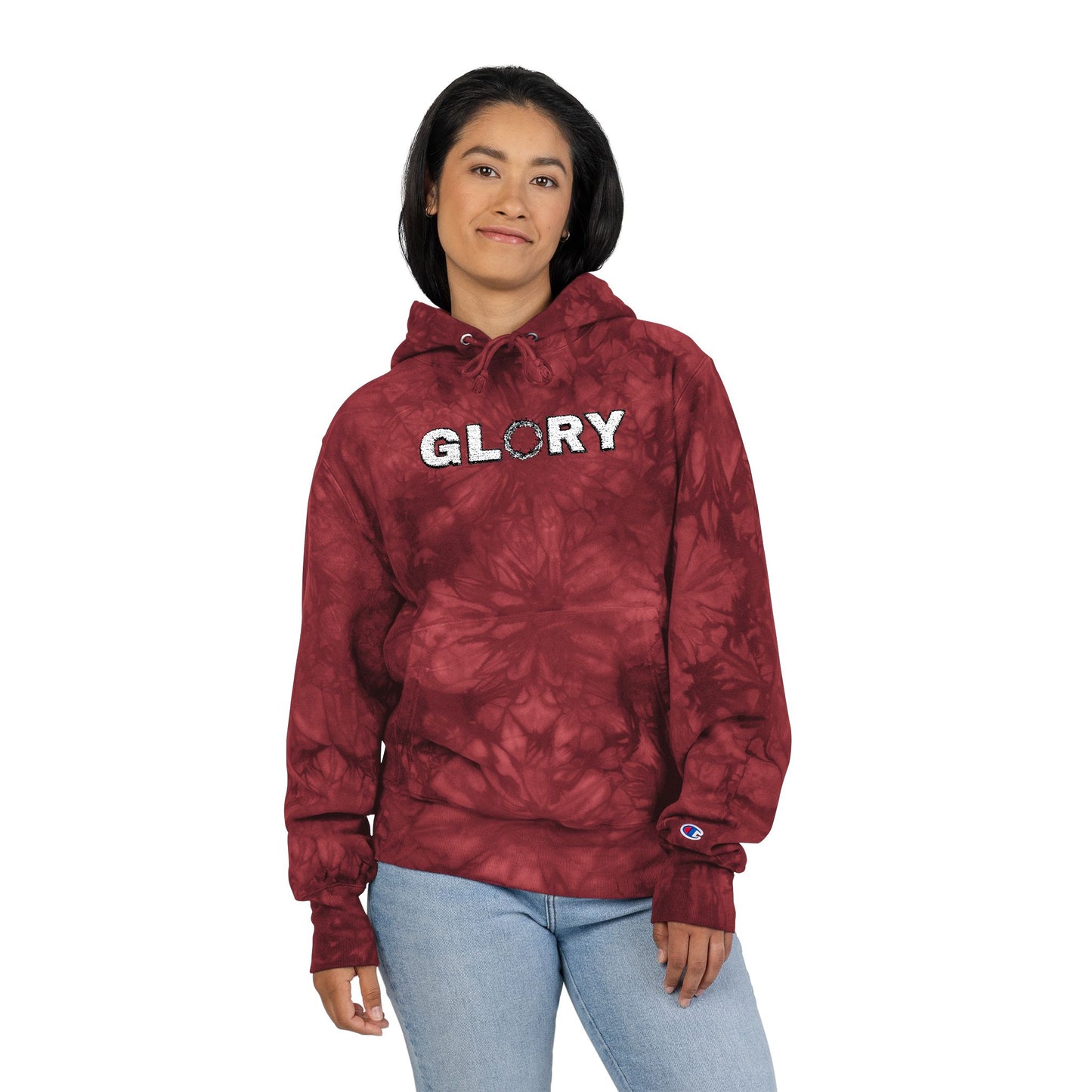 Chic Tie-Dye Hoodie with Embroidered 'GLORY'