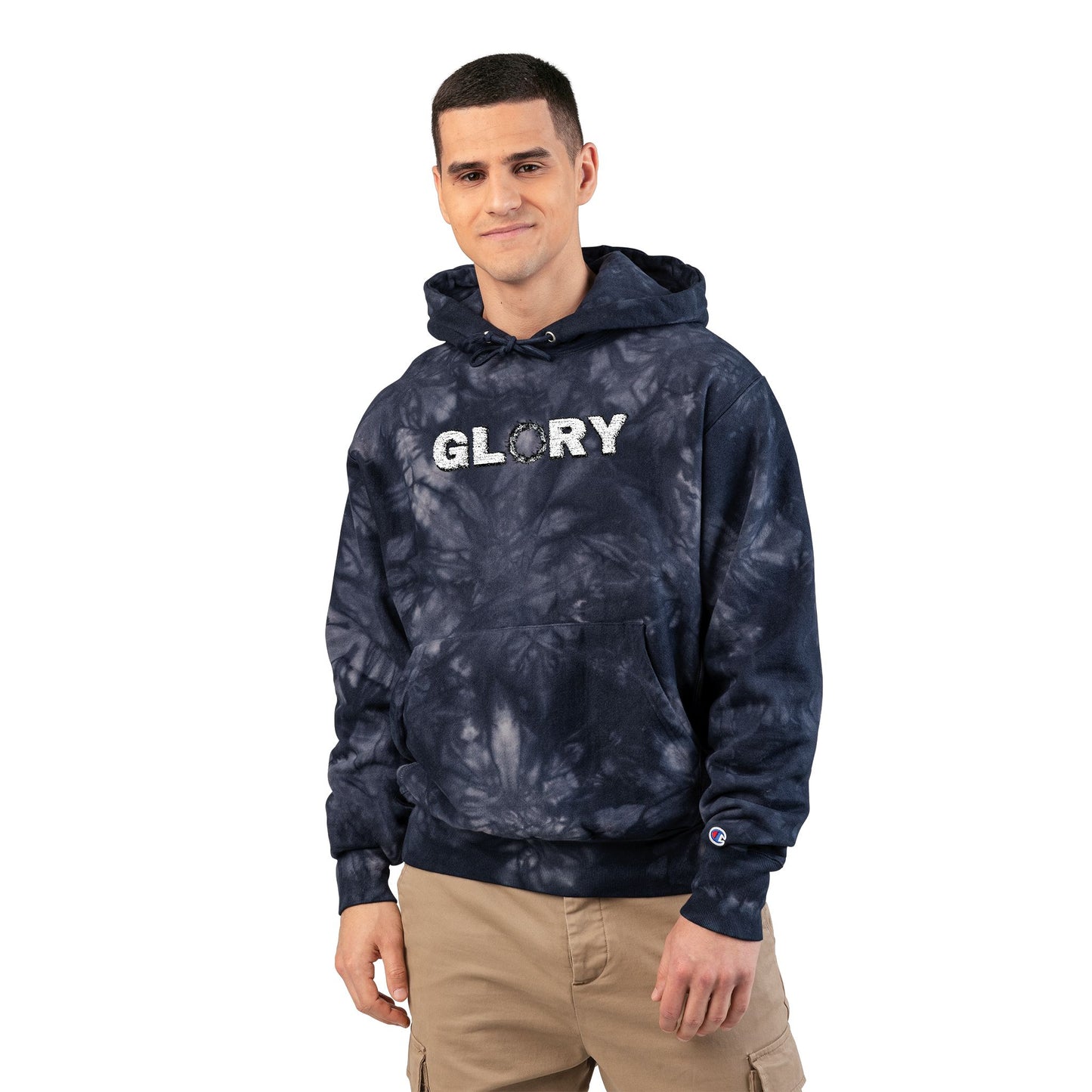 Chic Tie-Dye Hoodie with Embroidered 'GLORY'
