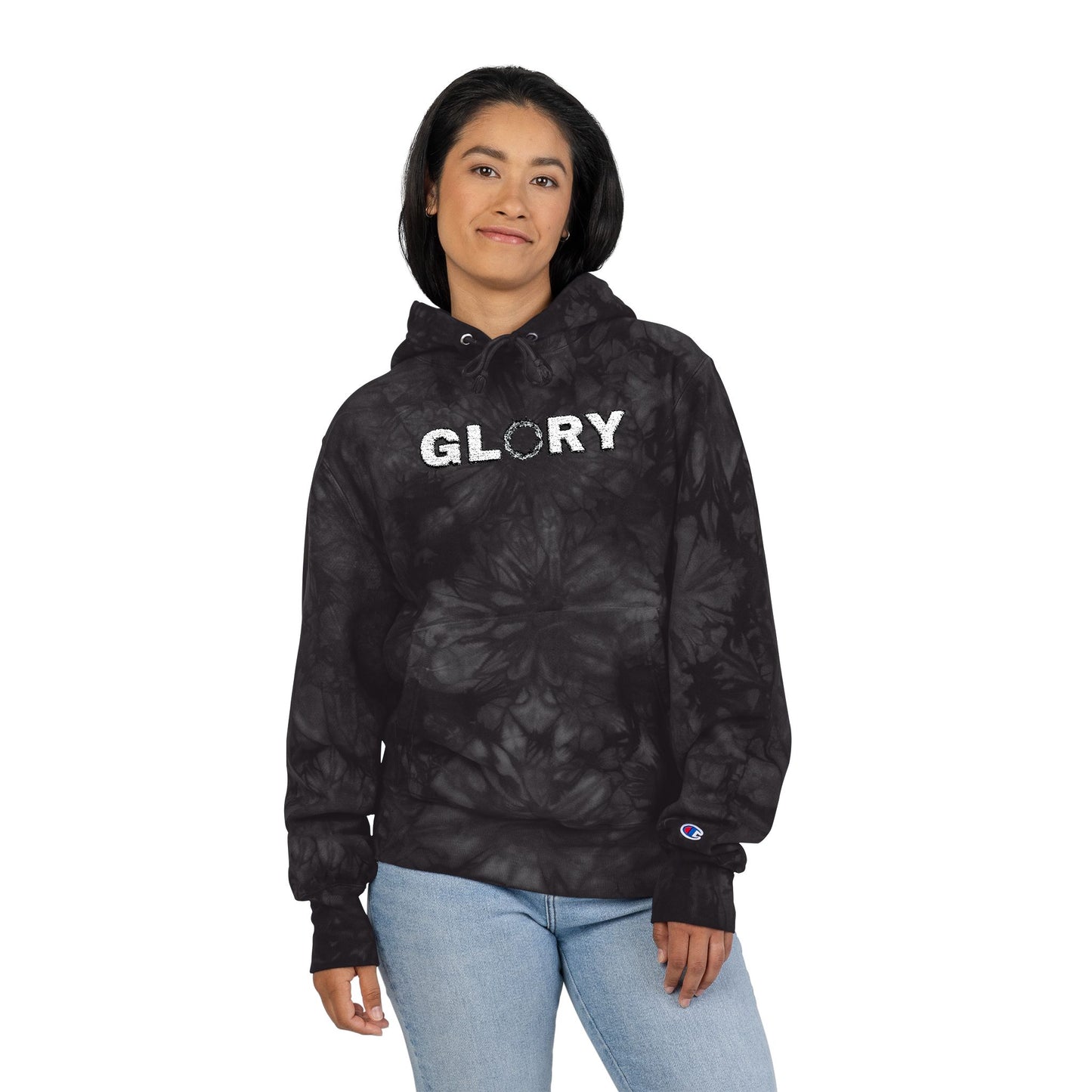 Chic Tie-Dye Hoodie with Embroidered 'GLORY'