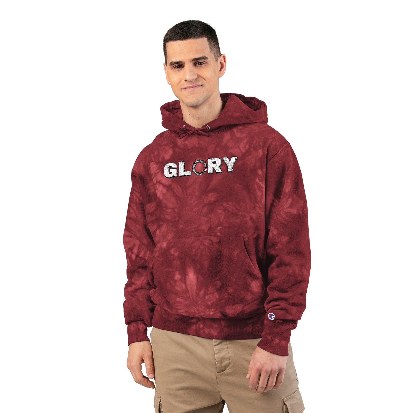 Chic Tie-Dye Hoodie with Embroidered 'GLORY'