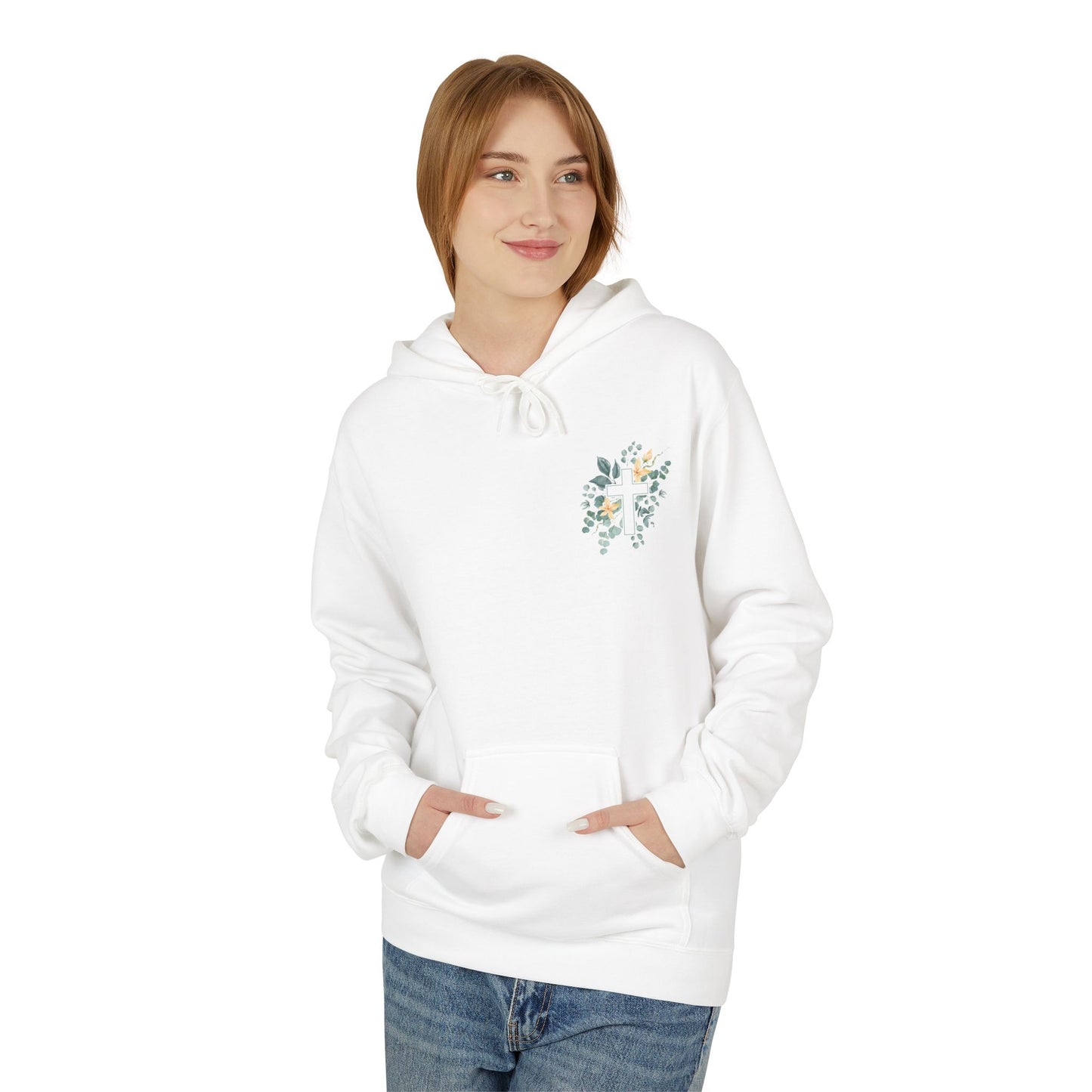 IN THE BEGINNING, Genesis 1:1, Faith-Inspired Floral Hoodie, Unisex Fleece Sweatshirt for Spiritual Comfort