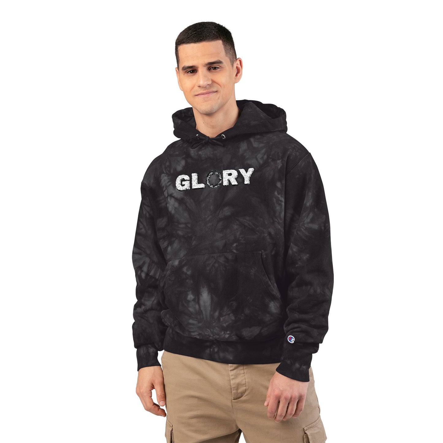 Chic Tie-Dye Hoodie with Embroidered 'GLORY'