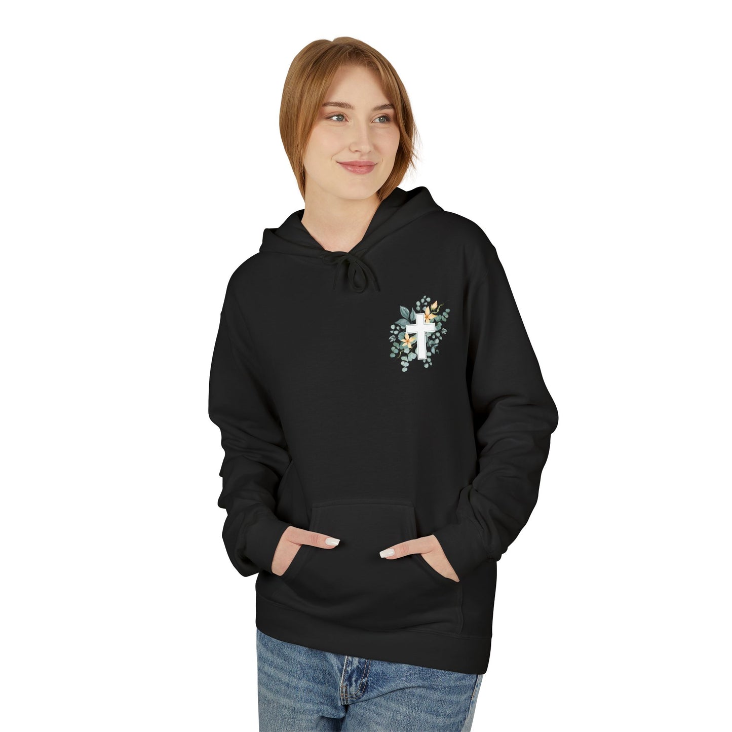 IN THE BEGINNING, Genesis 1:1, Faith-Inspired Floral Hoodie, Unisex Fleece Sweatshirt for Spiritual Comfort