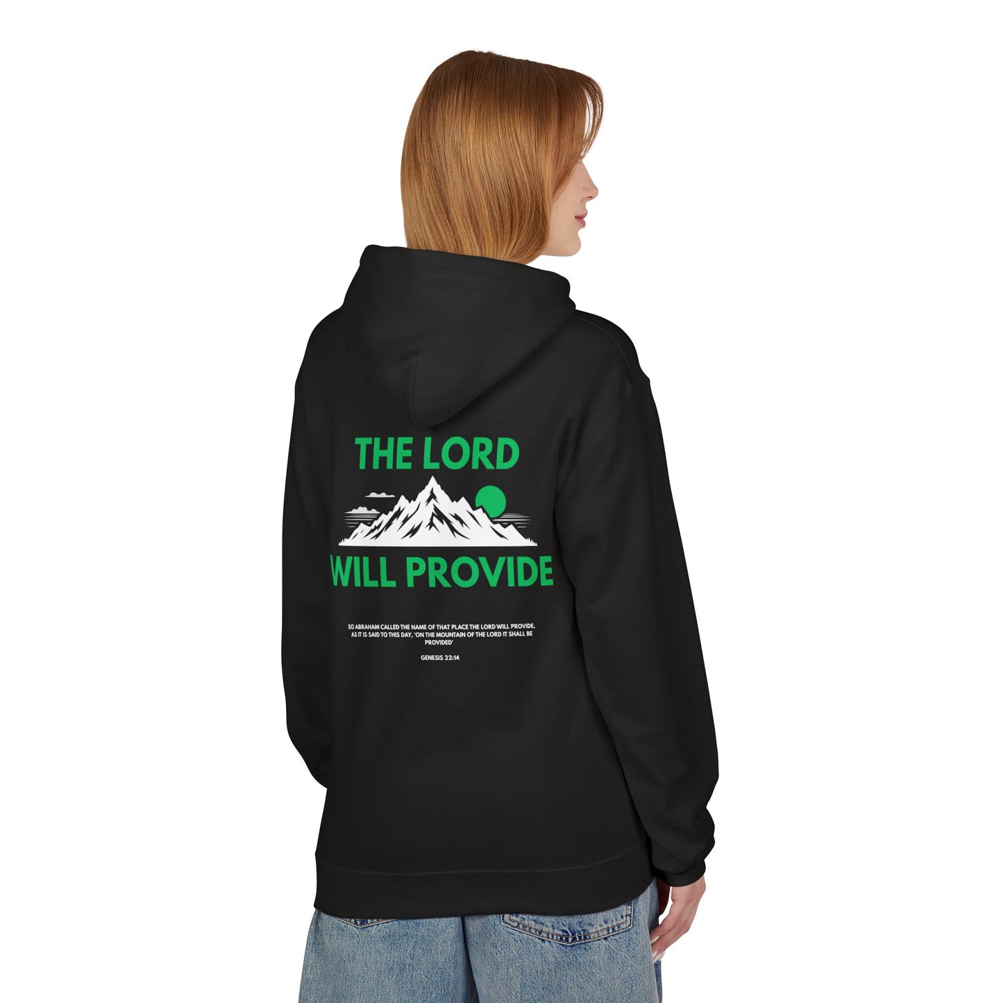 THE LORD WILL PROVIDE, Genesis 22:14, Unisex Midweight Softstyle Fleece Hoodie: Inspirational Christian Apparel (G)