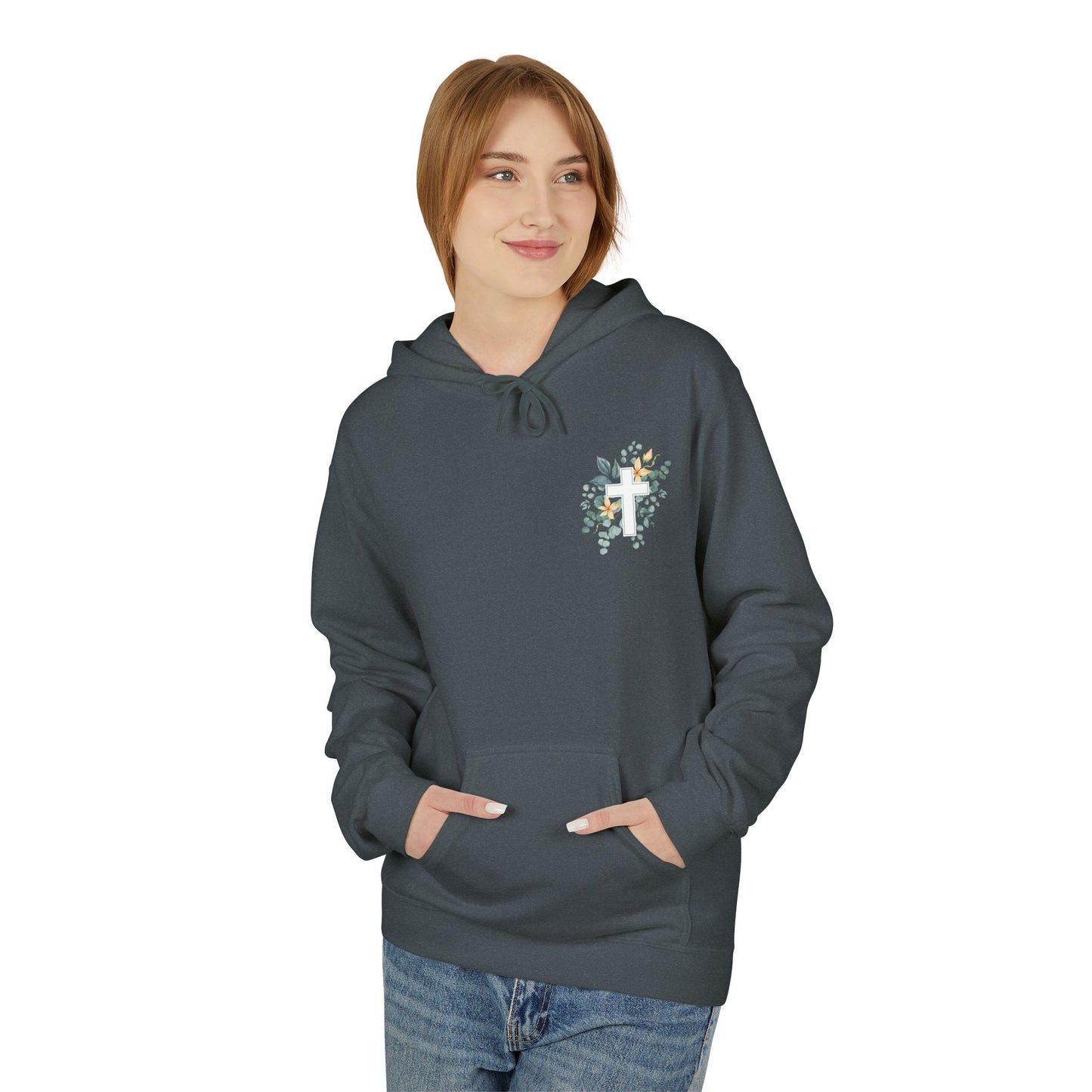 IN THE BEGINNING, Genesis 1:1, Faith-Inspired Floral Hoodie, Unisex Fleece Sweatshirt for Spiritual Comfort