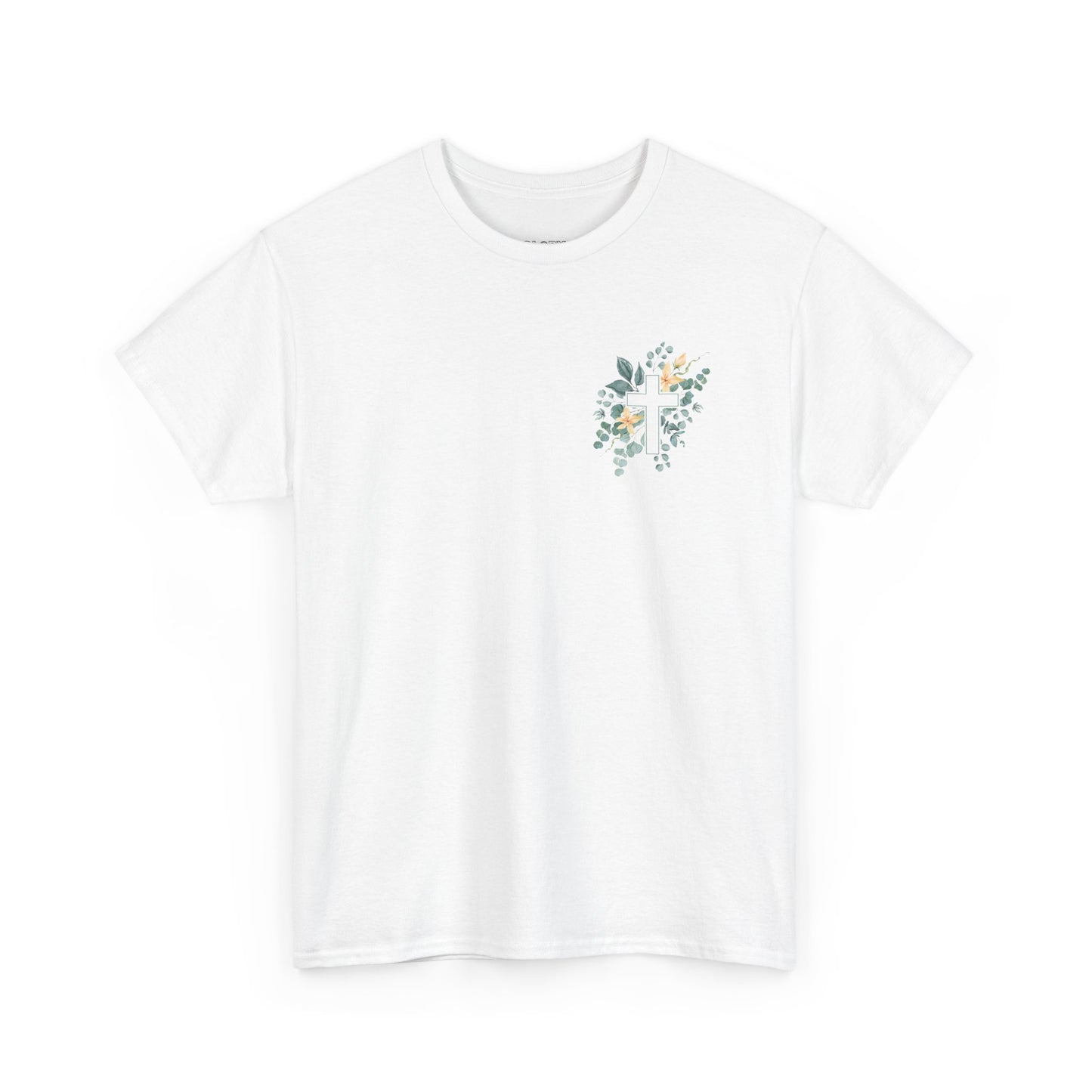 IN THE BEGINNING, Genesis 1:1, Faith-Inspired Floral Tee, Unisex Heavy Cotton T-Shirt