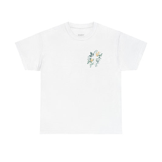 IN THE BEGINNING, Genesis 1:1, Faith-Inspired Floral Tee, Unisex Heavy Cotton T-Shirt