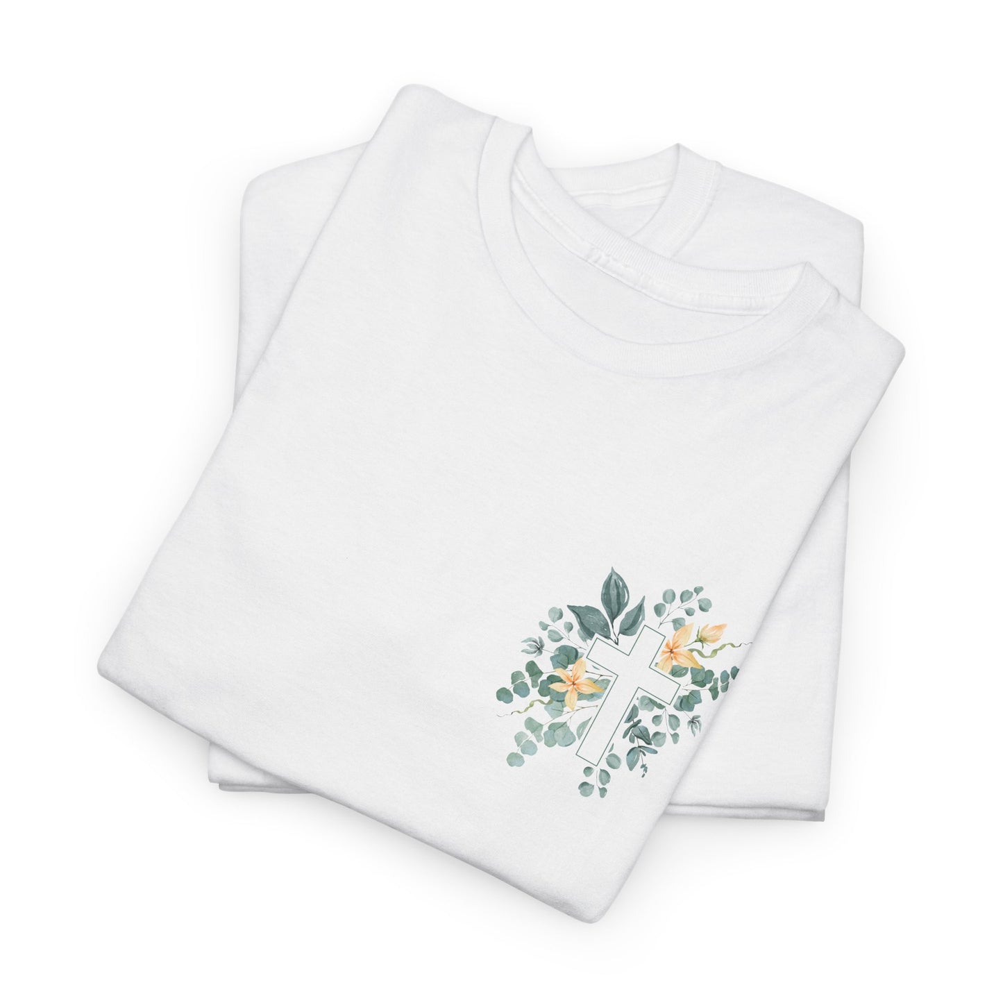 IN THE BEGINNING, Genesis 1:1, Faith-Inspired Floral Tee, Unisex Heavy Cotton T-Shirt