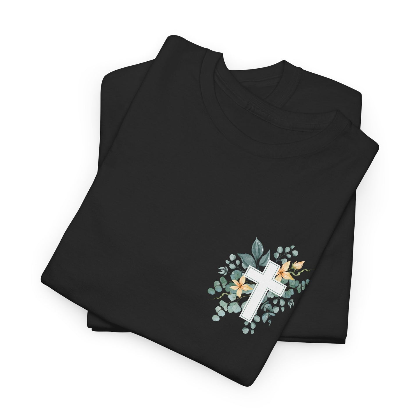 IN THE BEGINNING, Genesis 1:1, Faith-Inspired Floral Tee, Unisex Heavy Cotton T-Shirt