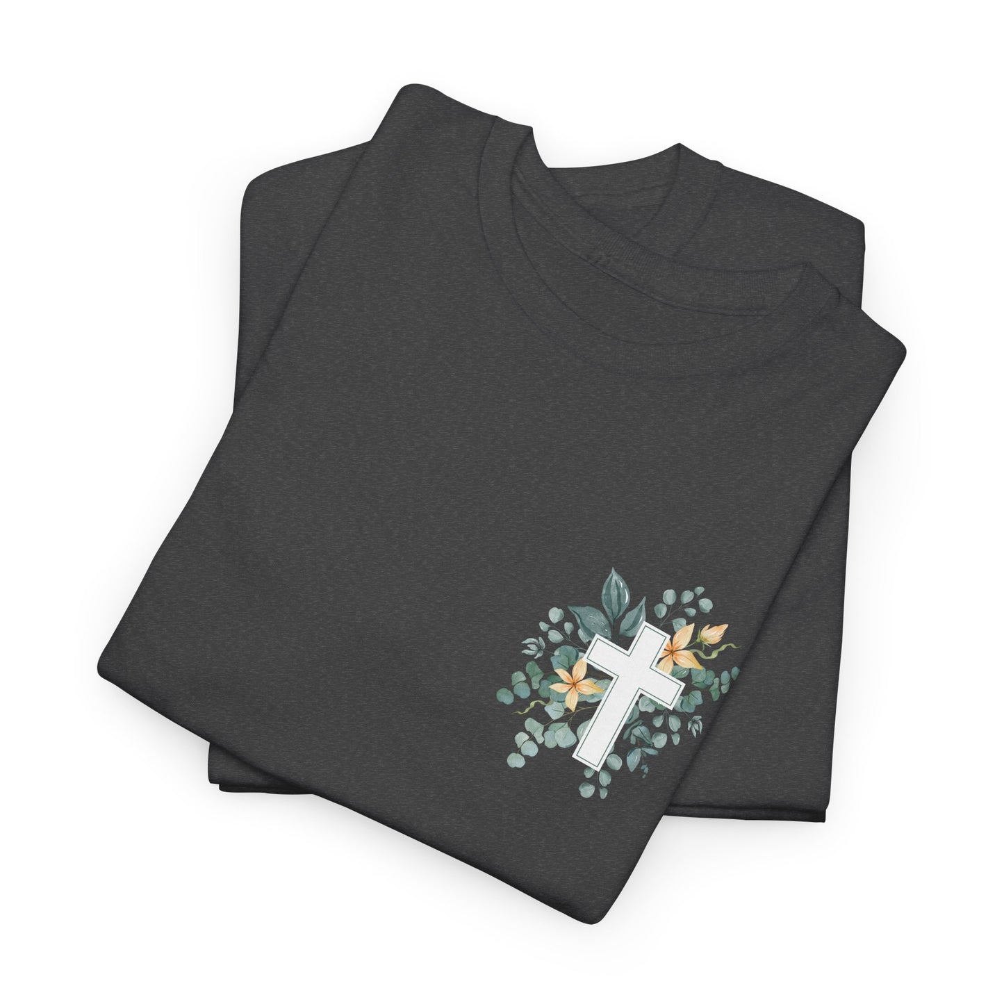 IN THE BEGINNING, Genesis 1:1, Faith-Inspired Floral Tee, Unisex Heavy Cotton T-Shirt