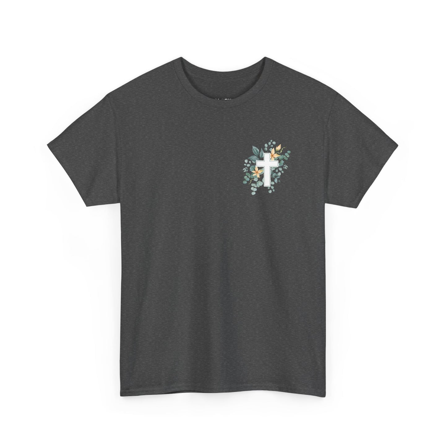 IN THE BEGINNING, Genesis 1:1, Faith-Inspired Floral Tee, Unisex Heavy Cotton T-Shirt